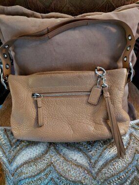 Coach F02188 Pebbled Leather Shoulder Bag — Light Tan Y2K Vintage